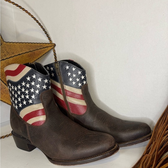 Womens JB Dillon USA Cowboy Boots Leather American Flag size B. - Picture 2 of 15